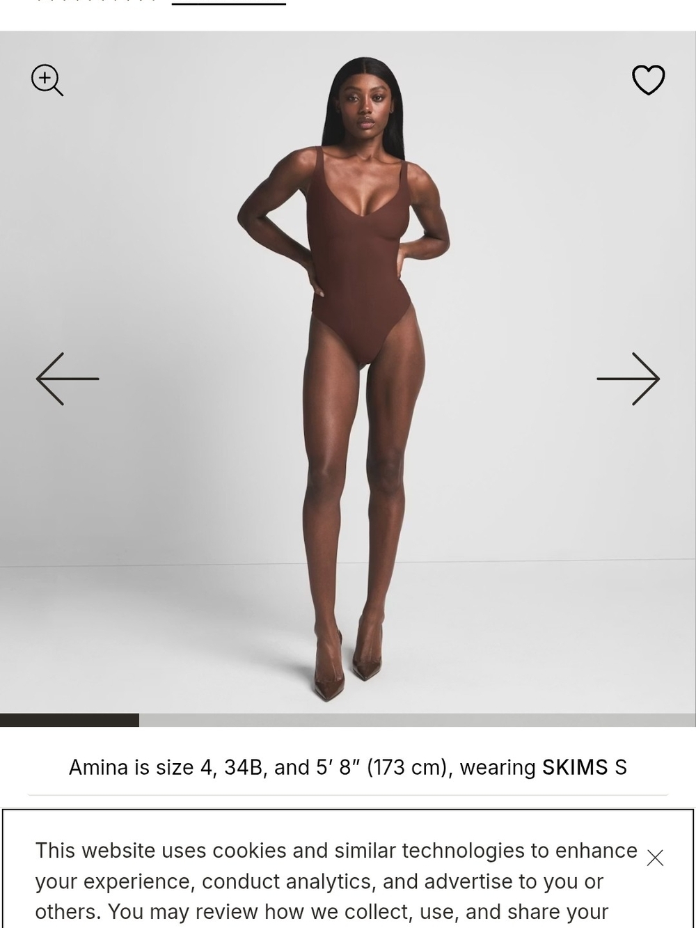 NEW SKIMS Brown V‑Neck Scoopback Bodysuit Size Large